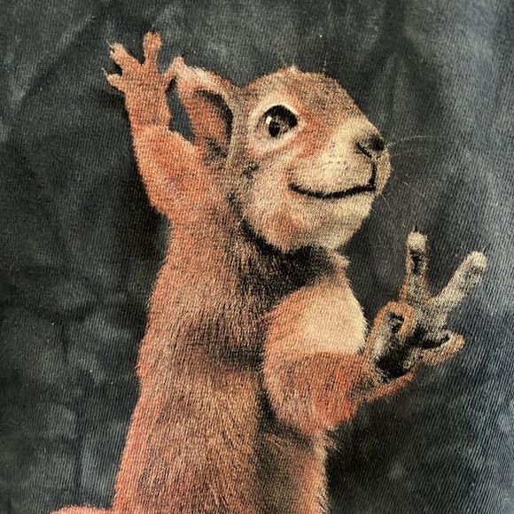 THE MOUNTAIN Peace sign Squirrel Blue tie dye t-shirt size L - Picture 2 of 6